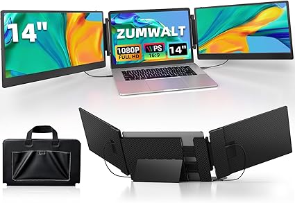 ZUMWALT 14" Triple Portable Laptop Screen Extender